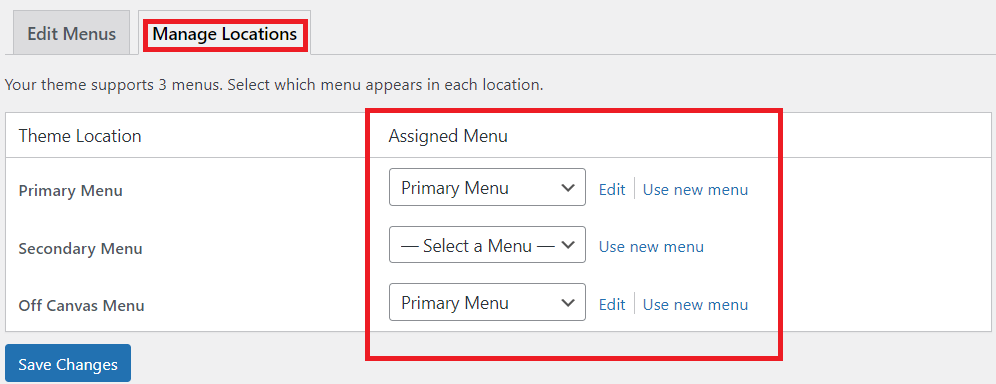 Menu-location